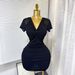 Women's Clothing New Elastic Mesh Dress V Neck Sexy Slim Hip Short Skirt Dress_ecoleips.com