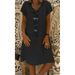 Pure-Color Short-Sleeved V-Neck Dress Eight Size Options Eleven Color Choices Popular Versatile Casual Dress_ecoleips.com