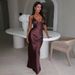 Elegant V Neck off Shoulder Slim Fit Dress for Women with Back Tie European And American Style Thin Strap Cross Border Clothing 2025_ecoleips.com