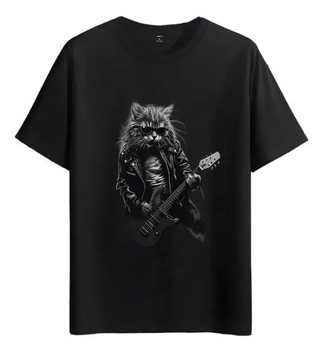 Women's T-Shirts Tshirt Muscle Freaks Rocker Cat Electric Guitar Style_ecoleips.com