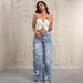 American Street Print Jeans Women's Autumn Tide Brand Vibe Style Loose And Versatile Design Sense_ecoleips.com