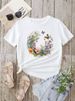 European And American Cross-border Foreign Trade Women's Floral Plant Print Round-neck Short-sleeve T-shirt Top_ecoleips.com