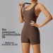 Caijue Women's Racerback Bodysuit High Elasticity Hip Lifting Sexy Sports Yoga Nude Feel Style_ecoleips.com