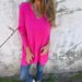 5. Spring And Autumn Solid Color V-Neck Knitted Sweatshirt Loose Top Women's Clothing_ecoleips.com