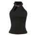 Slim Fit Mandarin Collar Button Front Sleeveless Top For Women, Solid Color Sexy Casual Tank Tops Comfortable & Flexible Fabric_ecoleips.com
