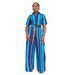 Women's Clothing Striped Short Sleeved Print Casual Loose Suit_ecoleips.com