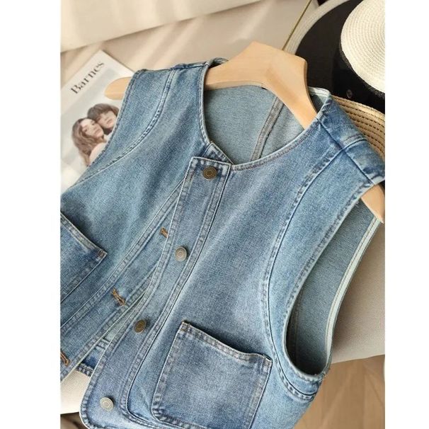 Fashionable Stylish Versatile Layered Denim Vest Women Spring Summer New Loose Short Sleeveless Jacket For Petite Casual_ecoleips.com