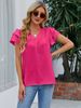 K New Women's V-neck Ruffled Shirt Short Sleeved Top_ecoleips.com