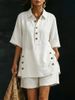 K New Women's Short Sleeved Shirt Loose Pants Two-piece Set_ecoleips.com