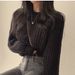Oversized Bubble Sleeve Sweater – Soft & Cozy Knit Top For Women (Oversized Fit, Fluffy Texture, Pink/Beige/Black, Fall/Winter Essential)_ecoleips.com