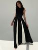 Verve Elegant Round Neck Sleeveless Waist-Cinching Color-Block Fashion Evening Gown Women's Long Dress_ecoleips.com