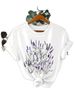 European And American Cross-border Foreign Trade Wholesale Clothing, Watercolor Plant Pattern Round-neck Plus-size_ecoleips.com
