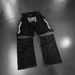 Men's Black Baggy Jeans 00 Patch Distressed Frayed Denim Pants Y2K Streetwear Wide Leg Casual Trousers For Hip Hop Daily Wear_ecoleips.com
