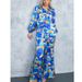 Women's Clothing new fashion printed bubble long-sleeved shirt lace-up wide-leg pants two-piece suit_ecoleips.com