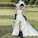 Elegant Strapless A-Line Wedding Dress For Photoshoots – Boho Chic Bridal Gown, Couple Photography, Outdoor & Street Style, Sizes_ecoleips.com