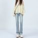 Light-colored Straight-leg Jeans Women, Summer 2025 New Style, Narrow Wide-leg Pants, High-waisted Loose-fit Pipe Pants_ecoleips.com