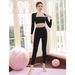 ng2510292 Ng2510292 Women' Yoga Outfit Set: Elaticity, Shockproof, Lace Trim, Long Sleeve T-Shirt, High Wait Butt-Lifting Fitne_ecoleips.com