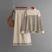 2025 Autumn Winter New Striped Slit Long Sleeve Knit Top Wide Leg Pants Two-Piece Set For Women_ecoleips.com