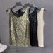 New Women's Clothing Sexy Women's Suit With Sequined Vest Undershirt And Sparkling Mesh Top Glittering Form-Fitting Party Outfit_ecoleips.com