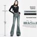 Flash Sale Direct Supply: Spring/Summer Designer Frayed Hem Micro Flare Jeans For Women, Slimming Patchwork Floor-Length_ecoleips.com