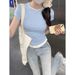 A Fresh, Light-Blue Short-Sleeved Top Made Of Modal Fabric With A Bold Color Contrast Perfect For Summer Wear. It Feat_ecoleips.com