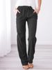 Suitable For All Seasons Spring Summer Women's Solid Color Cotton Linen Drawstring Loose Casual Wide-Leg Pants_ecoleips.com