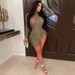 Women's Clothing Sexy Mesh Hot Diamond Bubble Bead Feather Dress_ecoleips.com