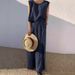 Women's Clothing Spring And Summer New Cotton And Linen Fashion Casual Loose Two Piece Sleeveless Top Loose Wide Leg Pants Women's_ecoleips.com