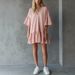 Women's Clothing Summer Ruffled V Neck Solid Color Loose Short Skirt American Style New_ecoleips.com
