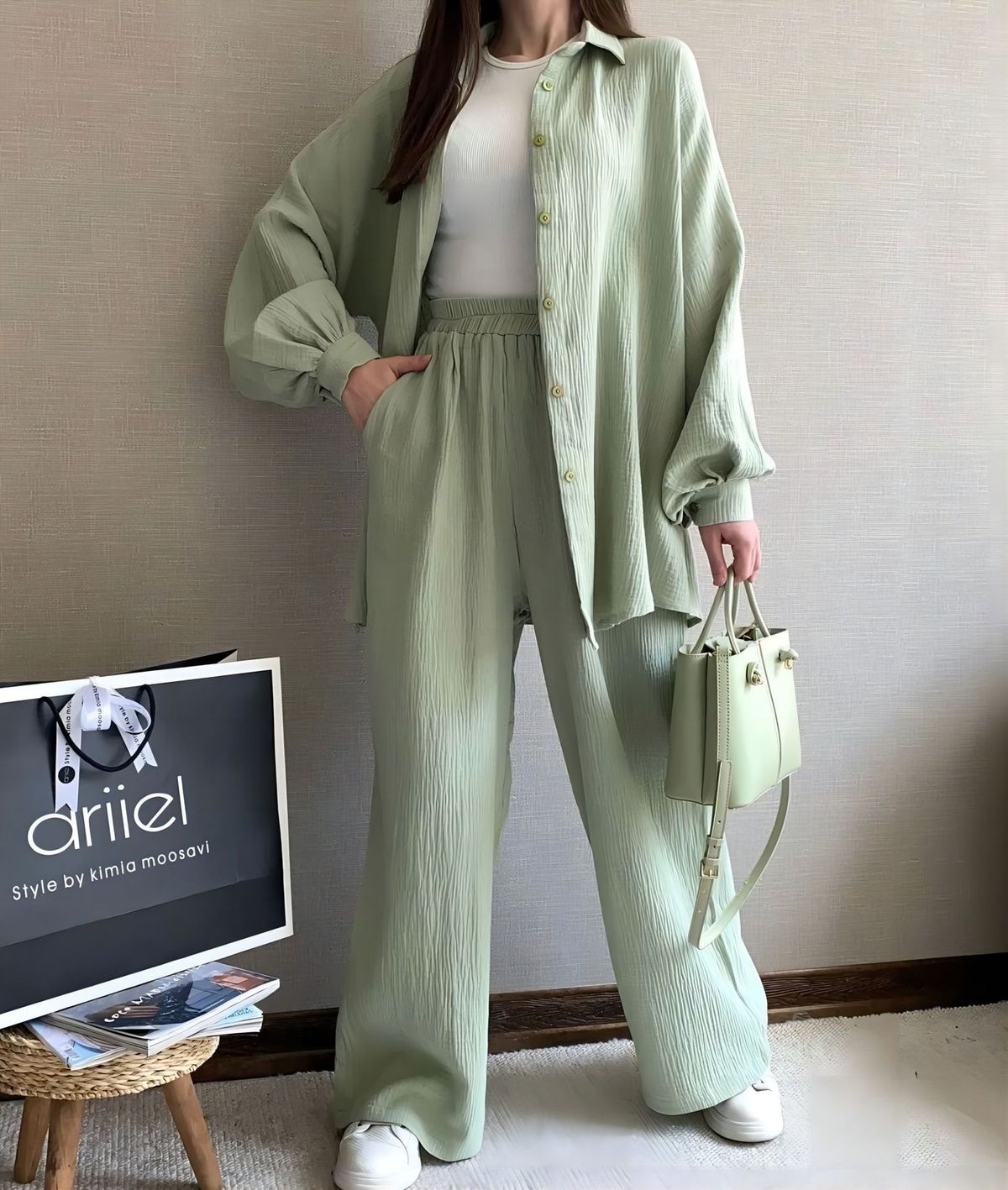 Women's Clothing Loose Solid Color Two Piece Suits New Long Sleeved Large Size Suits_ecoleips.com