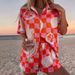Women's Summer Vacation Style Printed Shirt & Shorts Set - Floral Geometric Pattern Short Sleeve Outfit_ecoleips.com