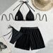 Elegant Solid Color Women's Bikini Set - Breathable Mesh Skirt Cover-Up For Beach & Pool - Soft Stretch Fabric With Removable Padding (S/M/L)_ecoleips.com