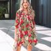 2026 Spring New Floral Print V-neck Women, European And American Retro Versatile Loose Knee-Length Short Dress For Women_ecoleips.com