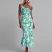 Women's Slip Dress Printed Crossbody Neck Mermaid Dress_ecoleips.com