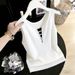 Women's Clothing Summer Knitted Camisole Faux Two Piece Zipper Sleeveless Vest Top Real Photos_ecoleips.com