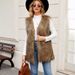 Women's Faux Fur Vest V-Neck Elegant Casual Wear Winter Warm Chic Layering Piece_ecoleips.com