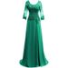 Women's Clothing Lace Evening Dress Applique Bride Toast Dress Three Quarter Sleeve Low Round Neck Banquet Evening Dress_ecoleips.com