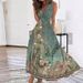 2023 European And American Cross-Border Women's Summer New V-Neck High Waist Sleeveless Printed Sexy Tank Dress_ecoleips.com