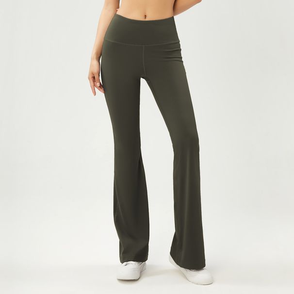New European And American Wide Leg Yoga Pants For Women High Waist, Hip Lifting And Slimming Sports Flared Pants Nude Stretch Fitness Pants_ecoleips.com