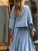 K New Women's Casual Solid Color Loose Skirt Two-piece Set_ecoleips.com