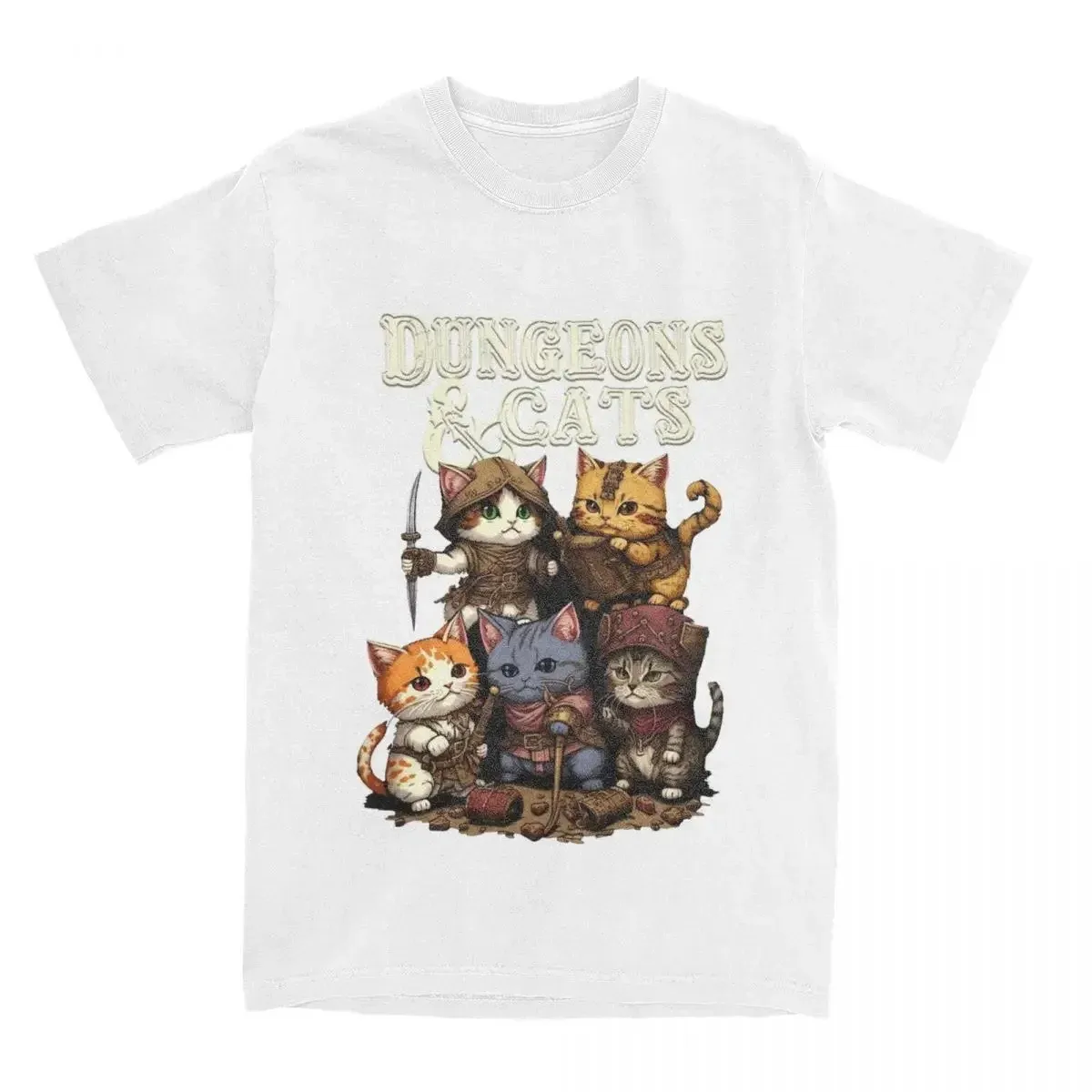 Dungeon Dragon Cats T Shirts Vintage Daily Leisure Versatile Casual Men Women Harajuku Short Sleeve Casual Unisex Tops_ecoleips.com
