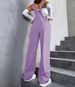 K Retro Pocket Solid Color Straight Tube Workwear Overalls, Loose And Fashionable Casual Pants For Women_ecoleips.com
