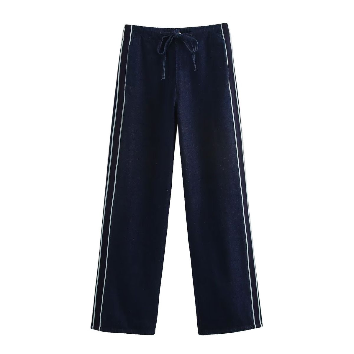 Women's Clothing Spring And Summer New European And American Style Women's Fashion Splicing Striped Denim Jacket Pants_ecoleips.com