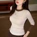 2025 #Superior Choice # Advanced Design Style Western Color Contrast T-Shirt Women's Long Sleeve 2025 Autumn New Cotton Base_ecoleips.com