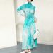 Verve Muslim Pleated New Fashionable Elastic Printed Top Stylish Slimming Skirt Two-Piece Set_ecoleips.com