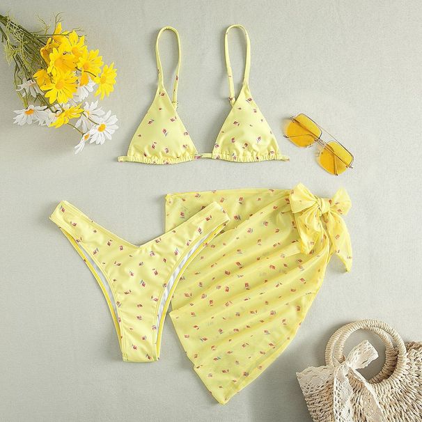 "Sexy 3-Piece Bikini Set For Women - Adjustable Triangle Top & High-Waisted Bottoms, European Beach Vacation Swimwear"_ecoleips.com