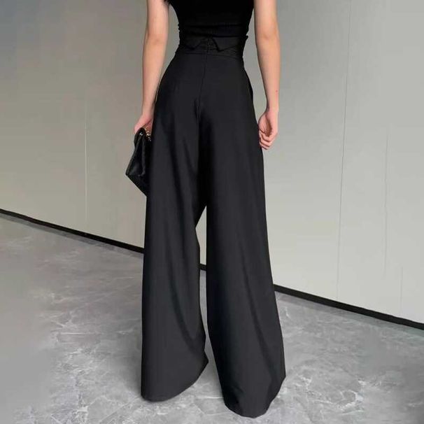 Women's Clothing Women's High Waisted Wide Leg Pants Style Slimming Casual Loose Suit Trousers Floor Length Spring Autumn_ecoleips.com
