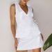 Women's Clothing sexy lace-up solid color V-neck fashion casual suit _ecoleips.com