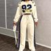 Women's Retro Letter Tracksuit Set Casual Two-Piece Outfit With Raglan Sleeve Cropped Sweatshirt And Jogger Pants_ecoleips.com