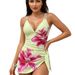 Lily Print One Piece Swimsuit Skirt Style Crossback Open Back Bikini European American Women's Hot Spring Resort 2026 New Cross Border_ecoleips.com